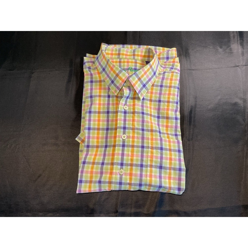 Alan Flusser Men's Short Sleeve Shirt XL Pastel Plaid